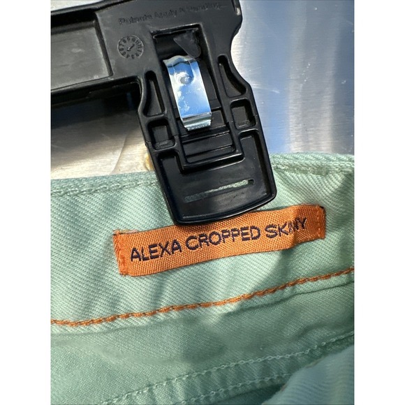 Tory Burch Jeans 26 Faded Green Alexa Cropped Skinny Stretch Women's Denim - Picture 6 of 6